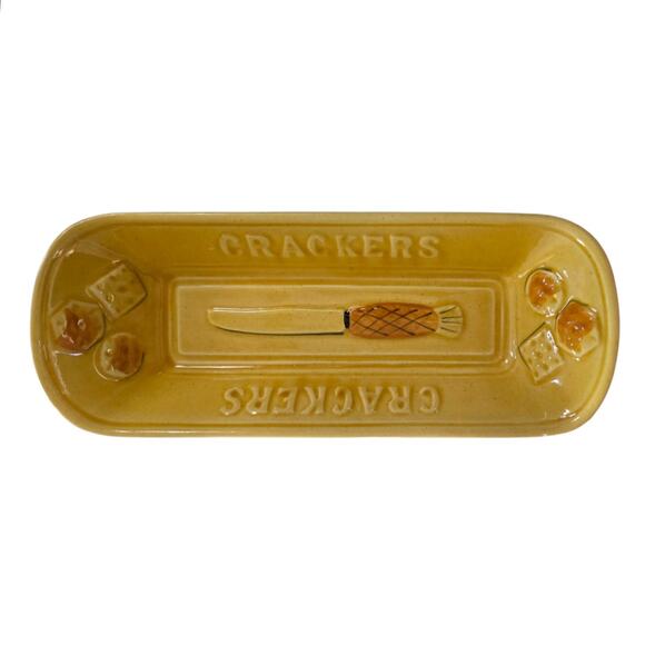 VTG Los Angeles Potteries Yellow Cracker Serving Dish #49 MCM Bread Tray 1969 - Picture 1 of 9